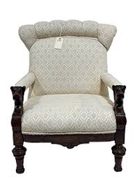 Wood Carved Arm Dog Heads Chair