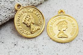 33mm Old Coin Pendants, Matte/shiny Gold Plated Metal ...
