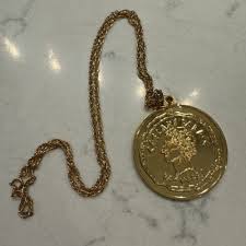 Vintage Caesar's Palace Las Vegas Gold Medallion Necklace w ...