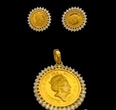 22k Gold Antique Design Handmade Coin Set Gold Coin Earrings ...
