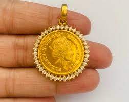 22kgold Antique Vintage Pendant-gold Coin Pendant-vintage ...