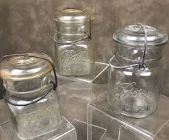 3- VINTAGE BALL IDEAL JARS WITH GLASS LIDS AND WIRE BAIL Pat.d July 14, 1908 | eBay