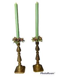 Vintage Pair Solid Brass Candlesticks Candle Holders Made ...