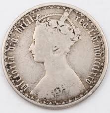 1875 Great Britain silver Gothic Florin Die Number 36 ...