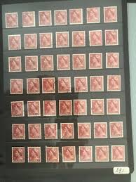 1953 Brown-Red 3½d Queen Elizabeth II Set of 40 Used Stamps ...