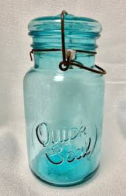 Antique 1920s Quick Seal | Blue 1 Quart (32 Oz) | Product Line/trade Name Glass Canning Jar/lightning Jar/fruit Jar/mason Jar - Etsy