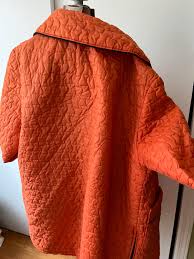 Vintage Quilted Orange Car Coat Side Zippers Gold Buttons ...