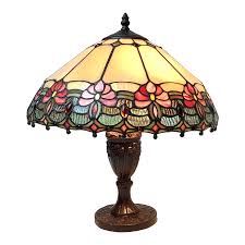 Vintage Tiffany Style Stained Art Glass Floral Leaded Slag ...