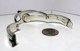 Vintage Modernist Sterling Silver Onyx Mexico Clamper Bangle ...