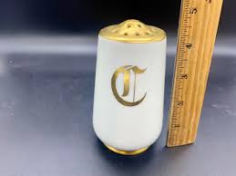 ANTIQUE POWDERED SUGAR SALT OR PEPPER SHAKER WHITE GOLD ...