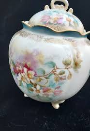 R.S. Prussia Suhl Red Mark Antique biscuit Jar with Feet Lid ...