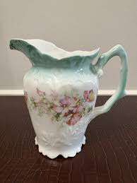 Vintage Victorian Porcelain Floral Pitcher/Creamer with Blue ...