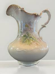 K.T&K Semi-vitreous Porcelain Gold Fleck Floral Handled ...