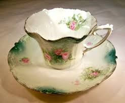 RS PRUSSIA MARKED PINK ROSES & GREEN/GOLD DECOR LARGE ...