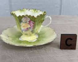 Demitasse Teacups W/saucers | Choose From: Green W/pink ...