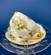 Antique Limoges Tea Cup and Saucer. Hand-Painted Porcelain ...