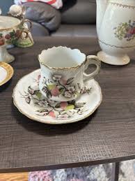 Lefton China Tea Cup and Saucer Pear and Blossoms Gold Trim ...