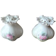 LOVELY Antique Salt and Pepper Shakers, Pink Roses ...