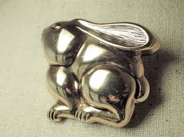 1990 Vintage Rabbit Bunny Pin Brooch Pendant Goldtone Metal ...