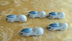 Five Porcelain Bunny Rabbit Chopsticks Racks | eBay