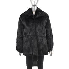 Black Rabbit Jacket- Size L – VintageFurs