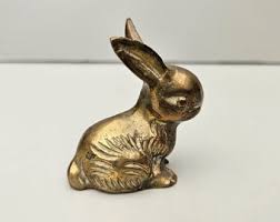 Vintage Solid Brass Rabbit Small 7cm (2.75") Tall ...