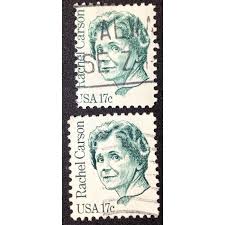 US Stamp #1857 used: 1981 17c Rachel Carson [1] misperf ...