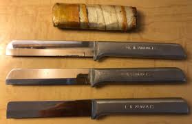 Vintage Set Of 3 Brushed Aluminum Handled Knives LB ...
