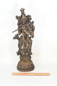 Eternal Harmony: Shree Krishna Playing Flute Brass Statue ...
