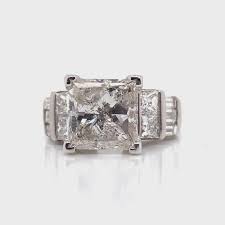 14K WHITE GOLD 4.01CT PRINCESS CUT DIAMOND RING WITH ACCENTS | Christopher Fine Diamonds