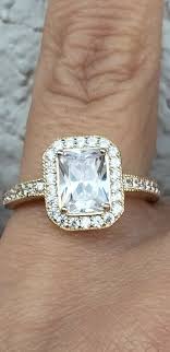 4 carat 14k yellow Gold halo Emerald Cut Engagement Ring | eBay