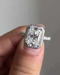 4 CT Radiant Cut Moissanite Ring: Micro Pave White Gold ...