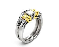 Platinum Princess Cut Diamond Engagement Ring: Canary Accent ...