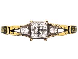 Georgian Mourning Ring set with Old Mine Cut Diamonds (615W ...