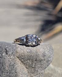 14k-18k gold two-tone c.1930's Art Deco diamond engagement ...