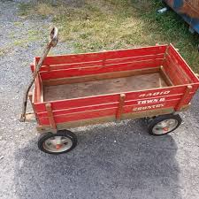 Vintage Radio Flyer Town & Country Red Wood Wagon EUC | eBay