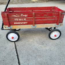 Radio Flyer Town & Country Red Wooden Wagon With Metal ...