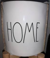 Rae Dunn HOME Ceramic Planter On Wooden Pedestal NEW HTF | eBay