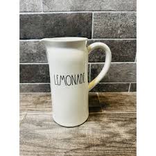 Rae Dunn White Ceramic Lemonade Pitcher Basic Kitchen ...