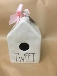 Rae Dunn Tweet Birdhouse - New & Gorgeous! Pink Ribbon Spring 2019 | eBay