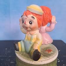 Vintage 70s Porcelain Rotating Musical Statue, Baby ...