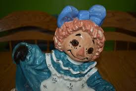 Vintage Raggedy Ann Ceramic Doll 1970 Byron Mold 9.5" Blue/White Dress | eBay