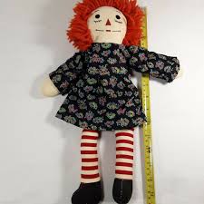Vintage Raggedy Ann Doll 15" Plush Embroidered Face with Blue Dress | eBay