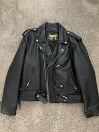 Unisex Black Genuine Leather Biker Jacket Medium by Bonus | eBay