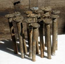 16 Vintage 1940s Iron Metal Railroad Nails Year Embossed Hardware Steampunk | #1896072425