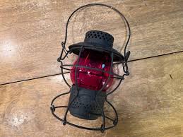 Antique Handlan St Louis USA Red Glass Railroad Lantern Vintage | eBay