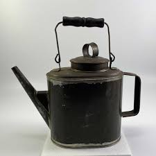 Vintage -Antique PRR Railroad Oil Filler Can -Wood Handle Square Body Pennsylvania