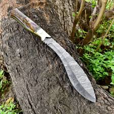 16" Custom Handmade Forged Damascus Steel Traditional Kukri ...