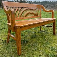 Courthouse bench made from solid oak circa 1930's . Currently available. Dm for info. #antique #bench #AntiqueFurniture #farmhouse #Antiques #design