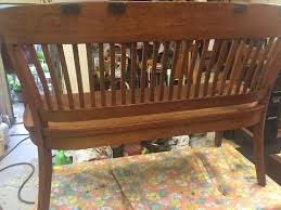 VINTAGE Court House Wood Bench Milwaukee Chair Co Quarter sawn Oak | #1814154596